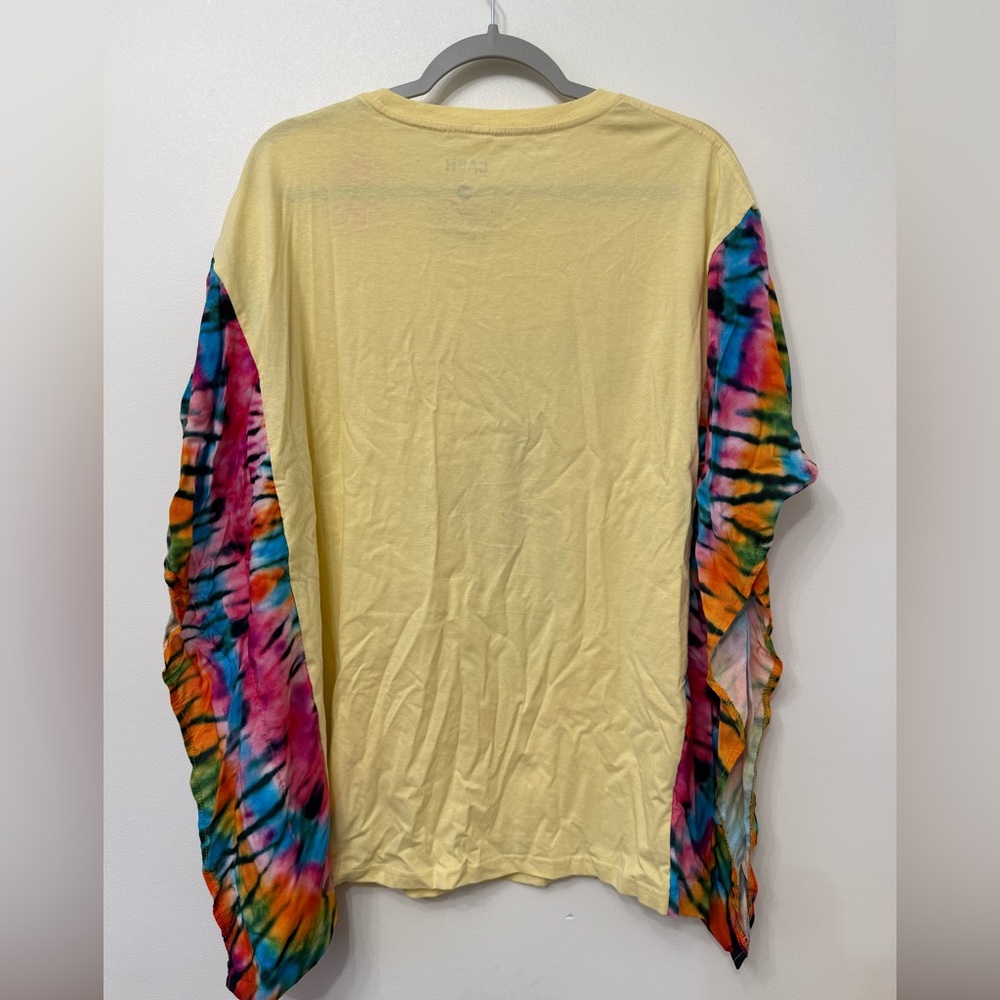 Upcycled Johnny Cash Graphic T-Shirt with Tie-Dye Sleeves - Picture 2 of 4